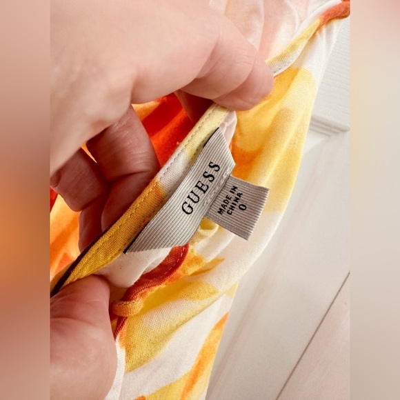 Guess Halter Neck Open Back Tropical Orange Floral Front Slit Maxi Dress sz 0 - Picture 12 of 14